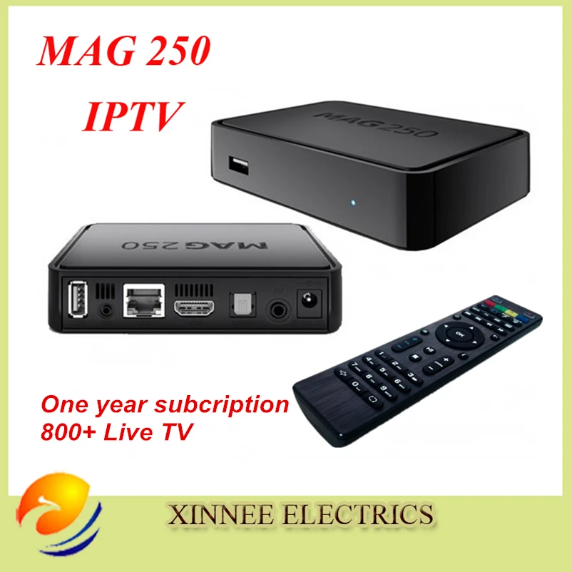  Mag 250 IPTV Box with one Year Account Mag250 Linux OS IPTV Set Top Box with USB Wifi Support Europe African English channels 