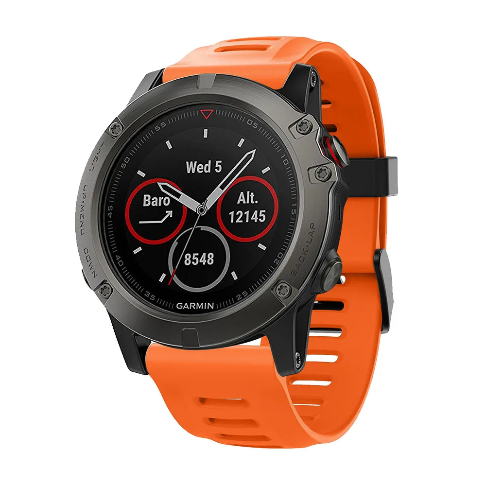 Для Garmin Fenix 5X5 5S Plus 3 3 HR 26 22 20 мм ремешок для часов быстросъемный силиконовый легкий ремешок - Цвет: Оранжевый