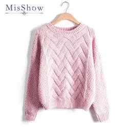 Misshow 6 Цвет крест полосатый топ с длинными рукавами одноцветное Цвет шею Повседневное Для женщин пуловеры Свободные осень, для женщин