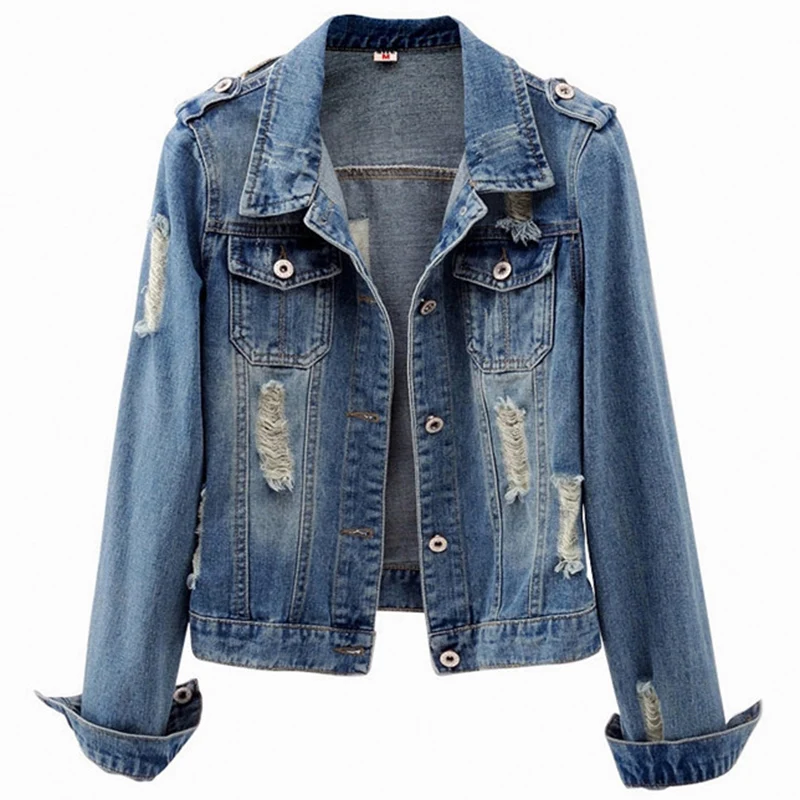 

Denim Jacket Women's Short Korean New Spring Autumn Plus size Cardigan Basic Jackets Wild Long-sleeved Jeans Coat Cool 6XL F171