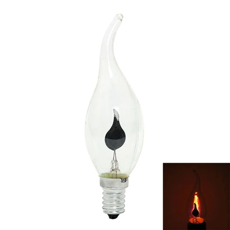 

220V 3W LED Edison Bulb E14 Flame Fire Lighting Vintage Flickering Effect Tungsten Novel Candle Tip Lamp E14 to MR16/G9/GU10