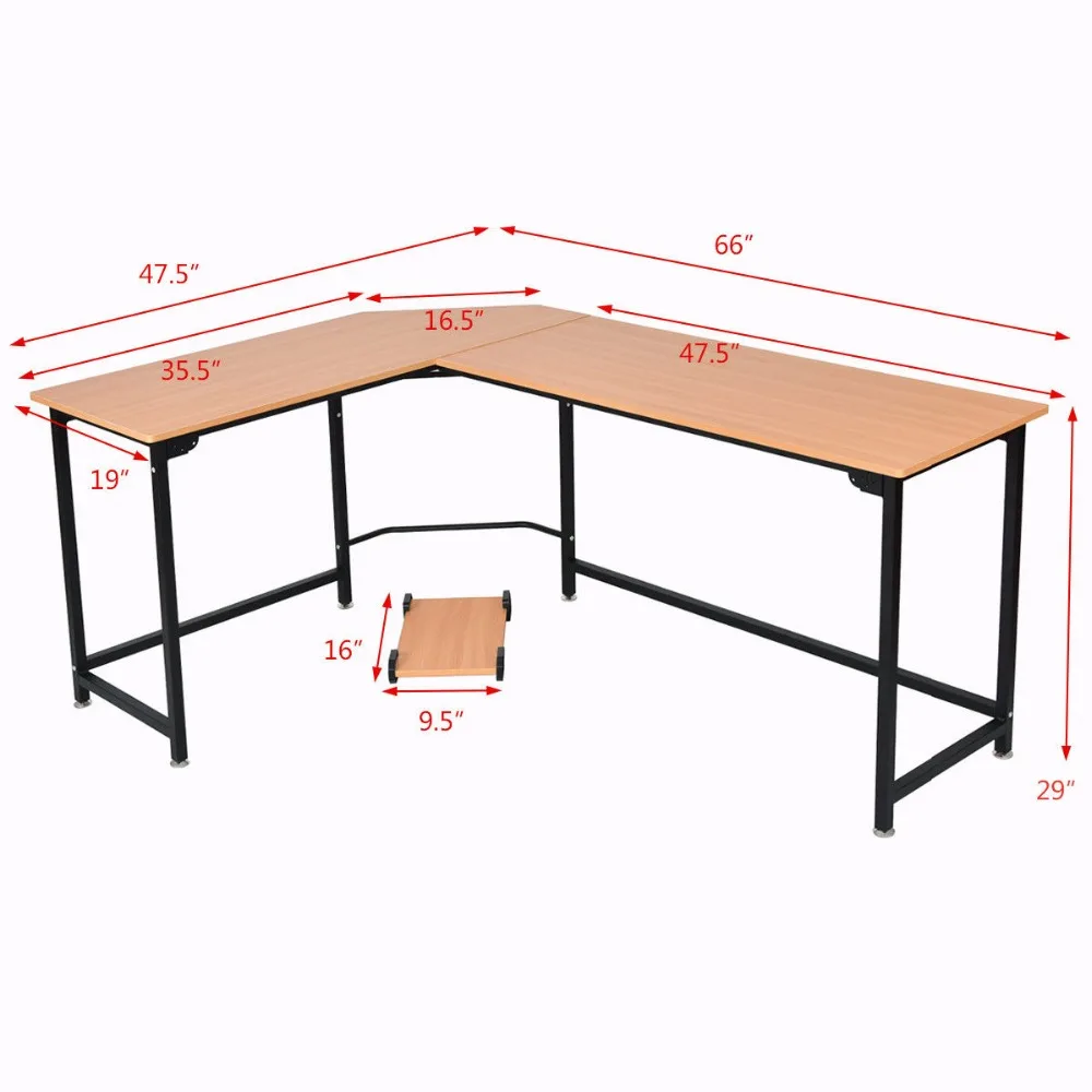 Goplus L-Shaped Corner Computer Desk PC Latop Study Table Modern Workstation Home Office Desk Commercial Furniture HW56370 Goplus L-Shaped Corner Computer Desk PC Latop Study Table Modern Workstation Home Office Desk Commercial Furniture HW56370