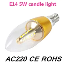 10 шт./лот 2835SMD E14 5 Вт светодиодные лампы AC220V LED spotligh свечи лампы для дома люстра кулон внутреннего освещения с ce rohs