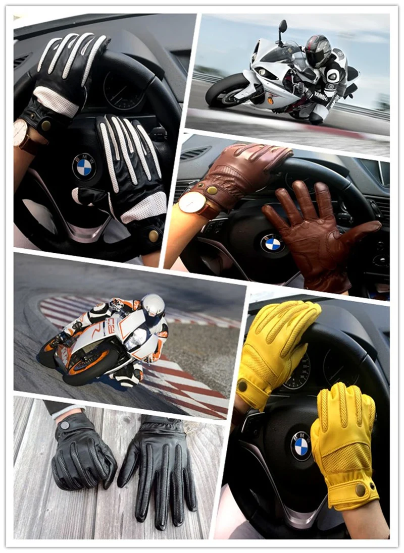 Мужские осенние и зимние перчатки из натуральной кожи новые модные брендовые Черные Теплые Перчатки без Подкладки перчатки из сафьяна