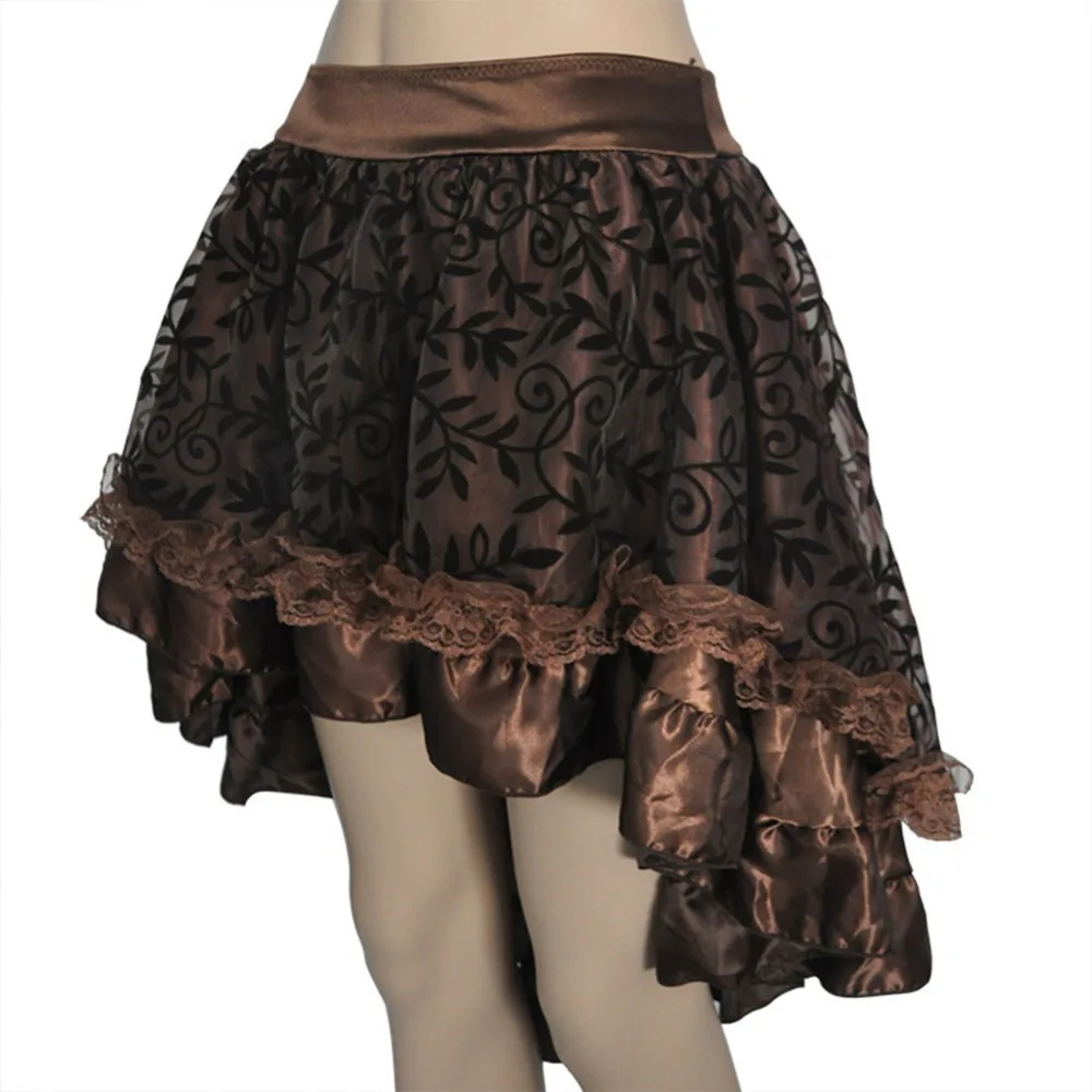 Women Gothic Steampunk Sexy Lace Fluffy Midi Trumpet Skirt Slim Long Mermaid Skirt Plus Size S-5XL-4