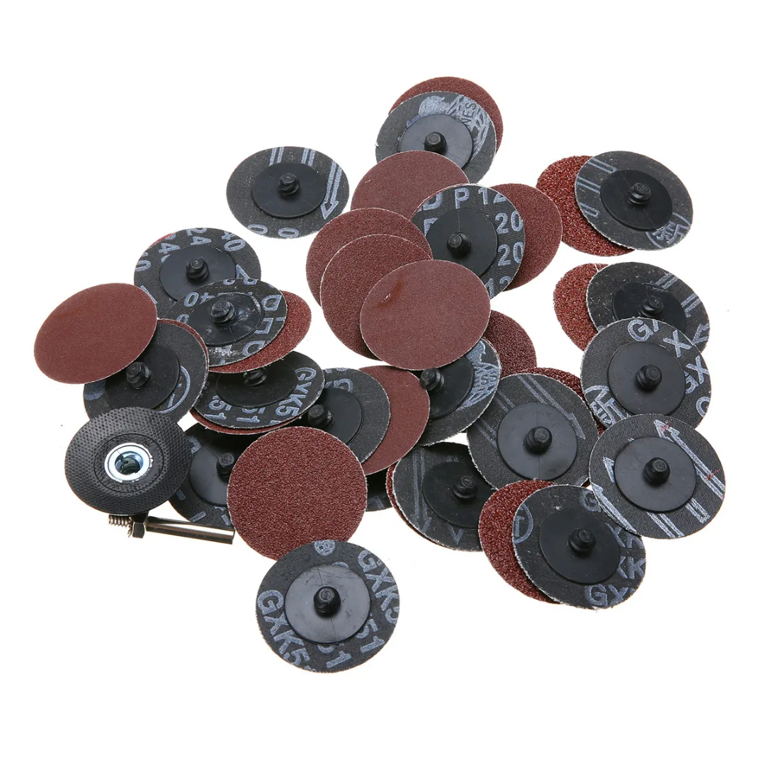40pcs 2'' Sander Pad Sanding Abrasive Disc with Mandrel Lock 40/80/120