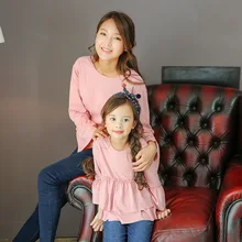 Family clothing mother daughter t shirts mom and daughter tutu tops family look matching solid cotton clothes high quality tees