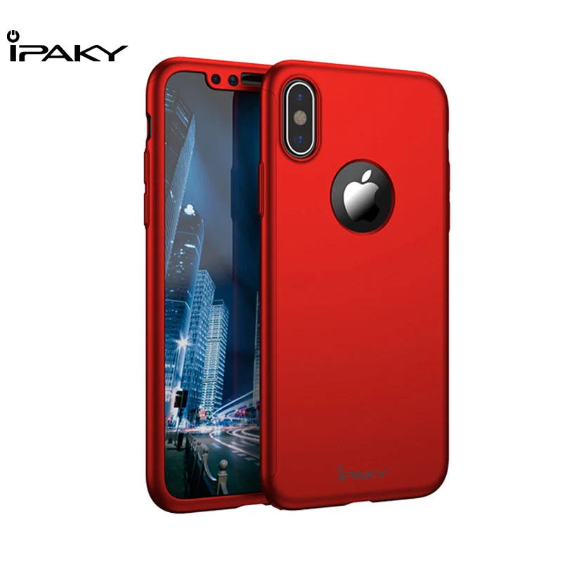 Чехол IPAKY с полной защитой 360 градусов для iPhone X Матовый Жесткий ударопрочный