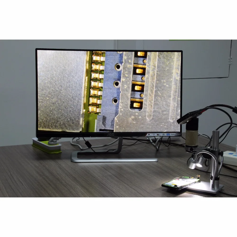 Цифровой usb-микроскоп с дисплеем и контрольной камерой