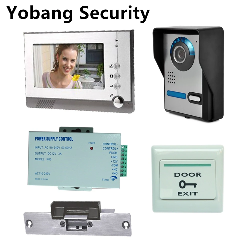 

Yobang Security Freeship 7"Wired Intercom Doorbell IR Camera Video Intercom Monitor Doorbell Video Door Phone + Electric Lock