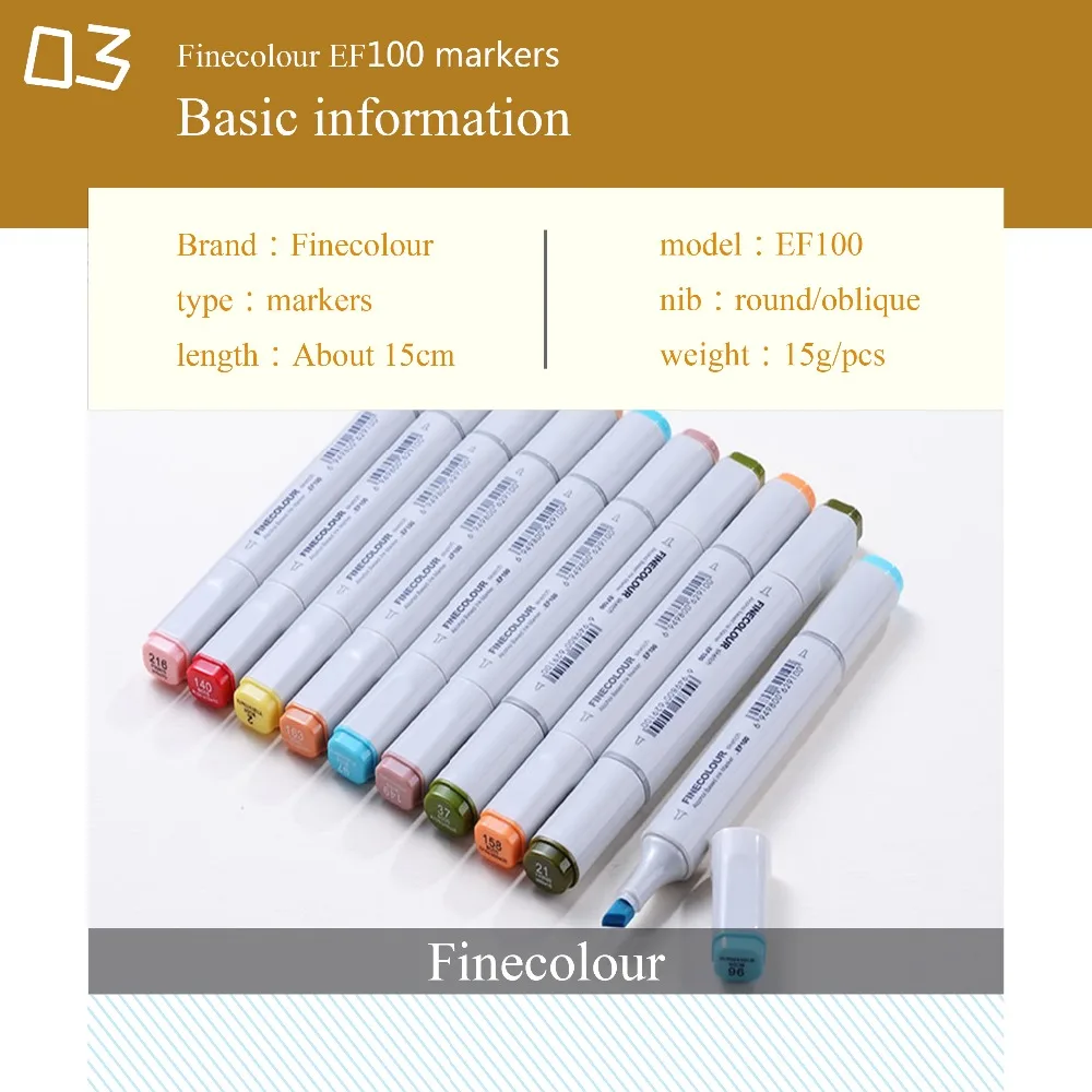 Finecolour EF100 240 цветов чернила на спиртовой основе двуглавый эскиз художественные маркеры с коробкой