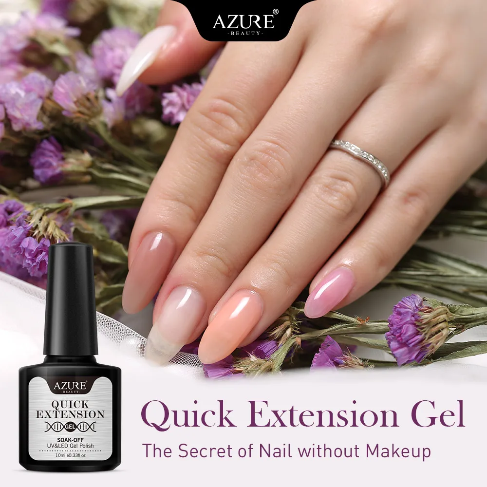 AZURE BEAUTY, удлиняющий УФ-гель для ногтей, 10 мл, прозрачный УФ-строительный гель, акриловый УФ удлиняющий гель, быстростроительный Гель-лак для нейл-арта