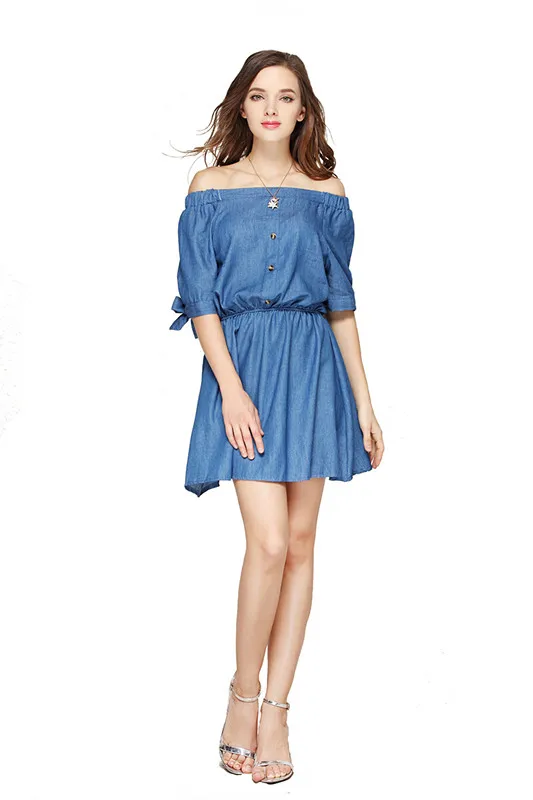 women corset slash neck jeans dress 8_