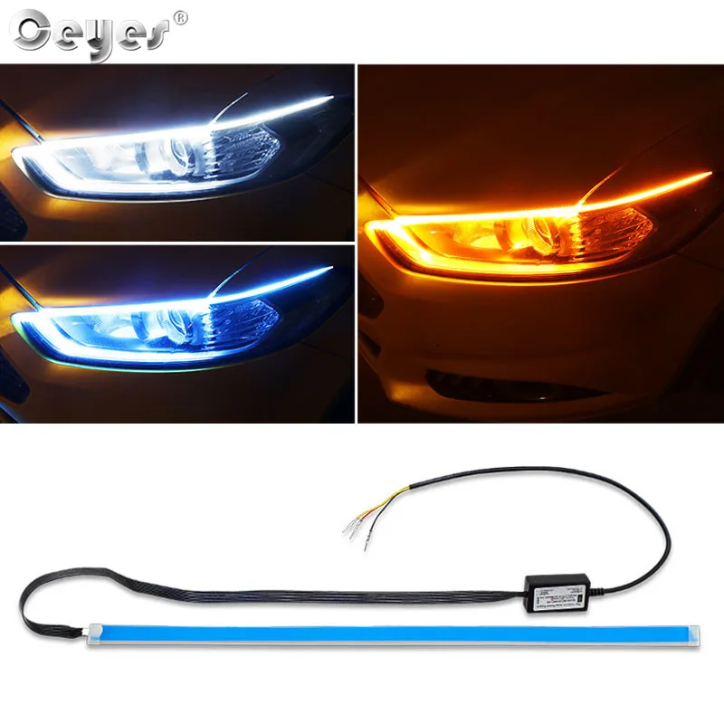 Ceyes Car Styling Flexible Day Flowing White Turn Yellow Light Led Car DRL LED Strip Lamp Headlight Daytime Running Accessories Ceyes Car Styling Flexible Day Flowing White Turn Yellow Light Led Car DRL LED Strip Lamp Headlight Daytime Running Accessories