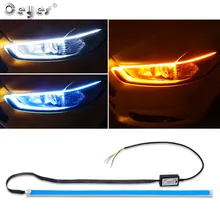 Ceyes Car Styling Flexible Day Flowing White Turn Yellow Light Led Car DRL LED Strip Lamp Headlight Daytime Running Accessories