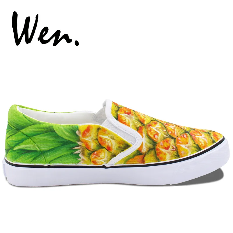 Mujeres Pintado A Boca Fruta Low De La Mano Top Plano Antideslizante En Diseño Zapatillas Zapatos Piña Original Cuando Baja Las Lona Vulcanizados Ow6xUCg5qO