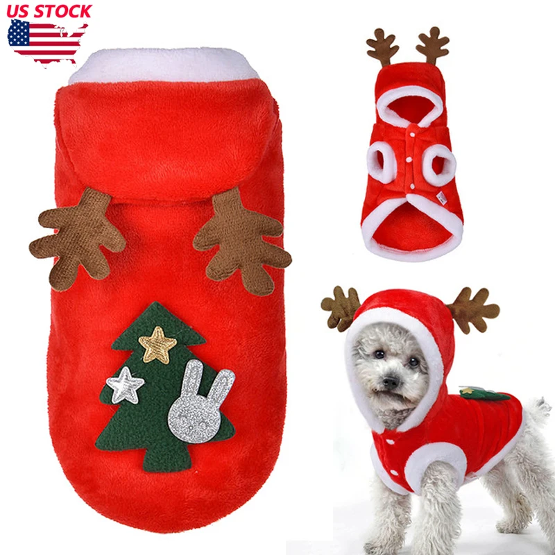 Рождественский свитер для питомцев, теплый пушистый лося, одежда для щенков, Рождественский костюм для собак, кошек