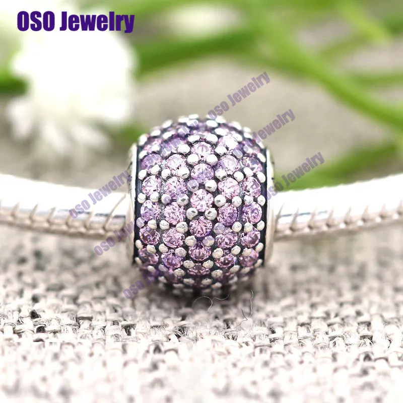 

Silver 925 Charms Pink Nature Stone Beads Fit Charms silver 925 original bracelets bangles plata de ley 925