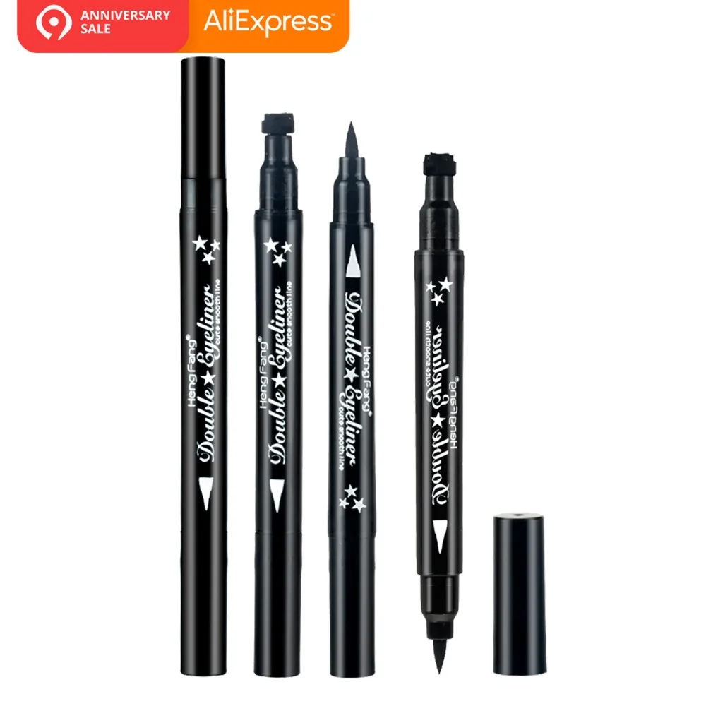 

4 Styles Double-headed Eyeliner Liquid Black Eye liner Pen Star Moon Shape 2.5g Eye Makeup Brand HengFang #52244