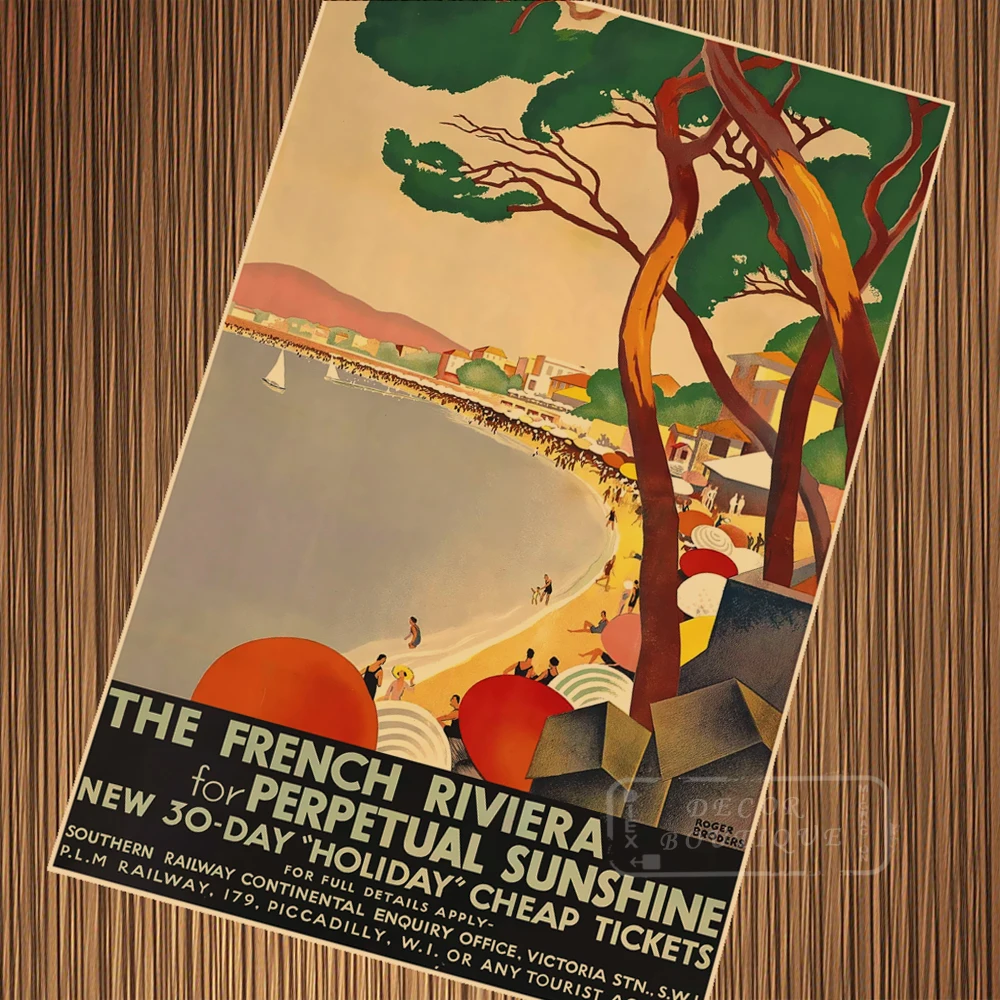 VINTAGE FRANCE FRENCH RIVIERA RAILWAY A3 POSTER PRINT