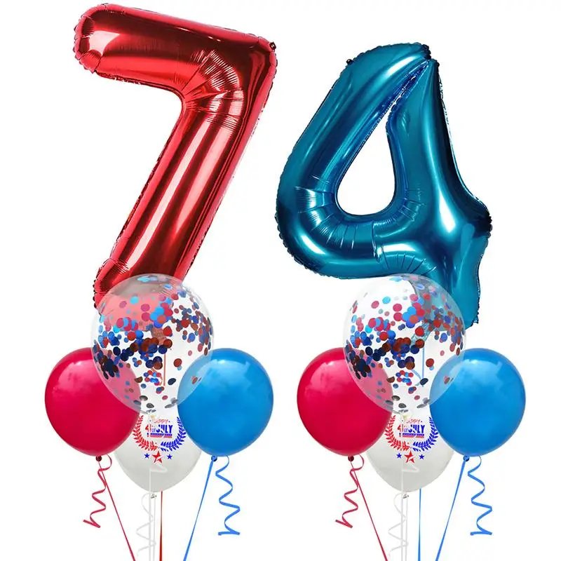 Party Favors Independence Day Decorative Party Decor Balloons Banner Cake Toppers Set Photo Props for Memorial Day Veterans Day