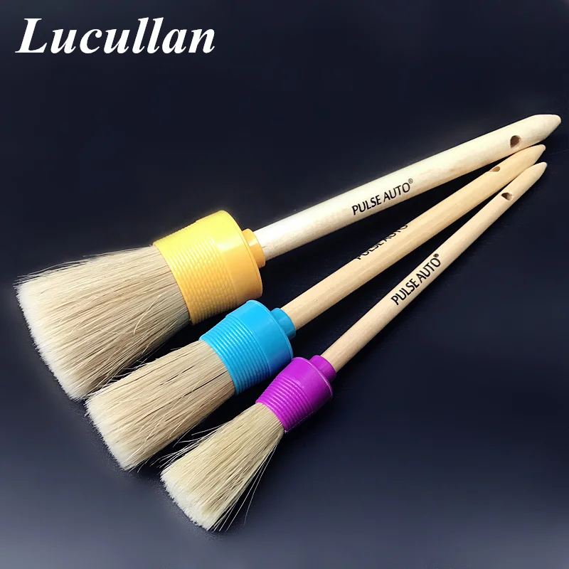 Lucullan 3 шт./лот автомобильные детализирующие кисти с деревянной ручкой очень
