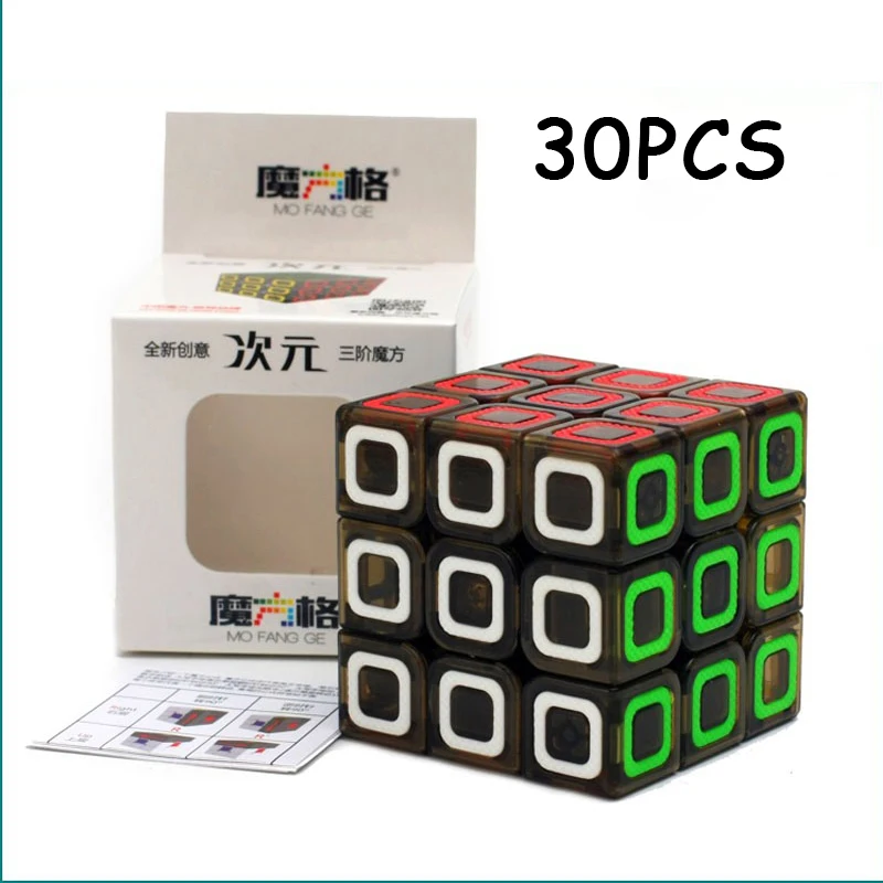 

30PCS QiYi Dimension Transparent Black Magic cube 3x3x3 Professional Speed Twist Puzzle Cubo magico Non Sticker Toy For Children