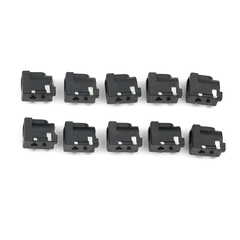 10 шт. DC-050 Черный DC Мощность Jack Разъем DC005 5,5*2,1 мм 2,1 гнездо Круглый иглы Лидер продаж