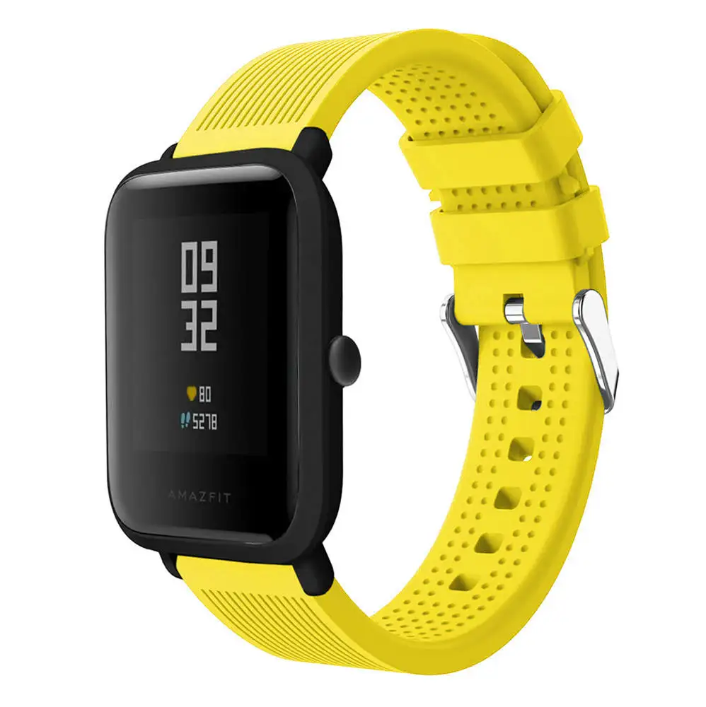 20 мм силиконовый ремешок для часов Xiaomi Huami Amazfit Bip BIT PACE Lite Молодежный умный ремешок для часов спортивный браслет ремешок на запястье водонепроницаемый - Цвет ремешка: yellow