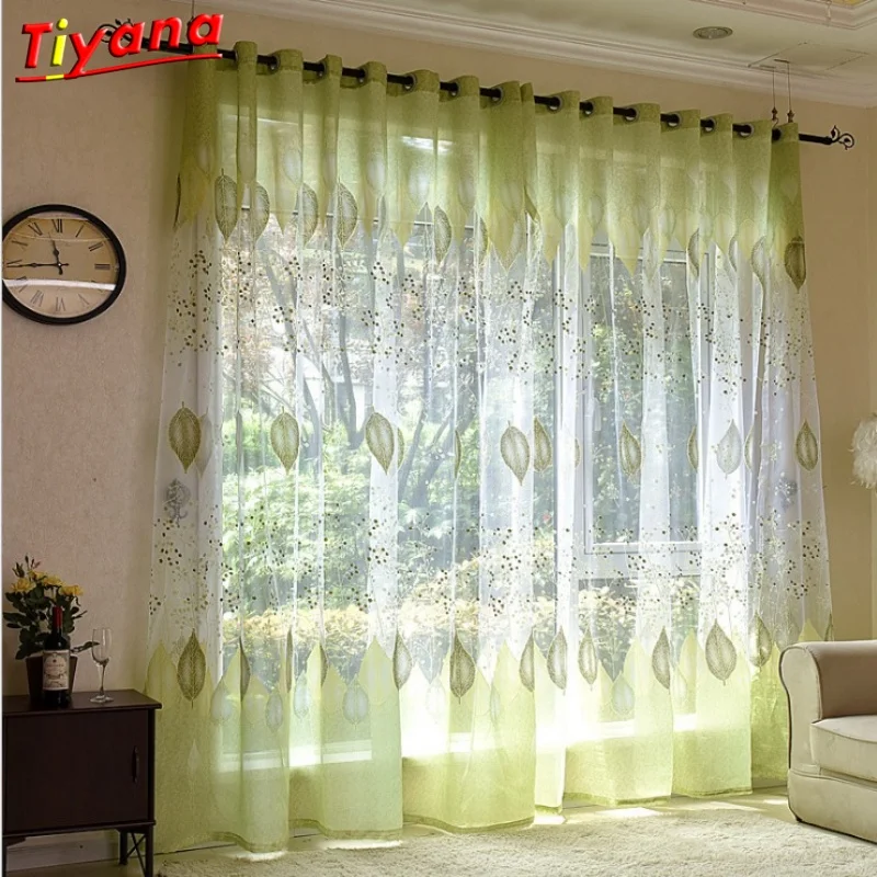 

Modern fashionable pretty leaves pattern decorative curtain valance voile tulle for sitting room bedroom for shading Su032 *30