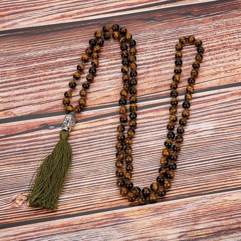 SHINUSBOHO Tiger Eyes Strand Ожерелье для мужчин и женщин Амазонит бусы кисточкой кулон