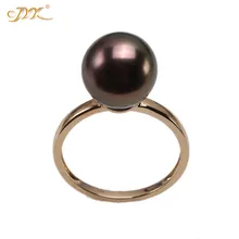 JYX,, изысканное кольцо с натуральным жемчугом, 14 к, желтое золото, 11,5 мм, Черное круглое кольцо с культивированным жемчугом в морской воде, женские кольца, подарок