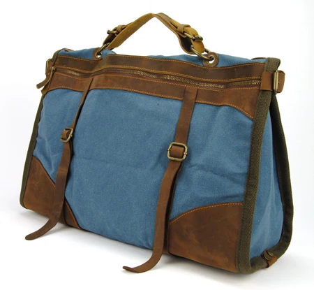 thumbnail image 1 of Bolso de viaje de lona y cuero para hombre, bolsa de equipaje de estilo militar, Retro, Vintage, para fin de semana, para ocio, M314 #, 1 of 4