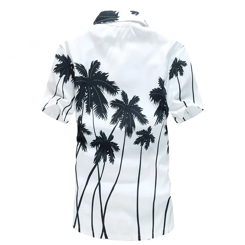 Летняя стильная брендовая Гавайская Мужская Гавайская пляжная рубашка Chemise Homme кокосовые отпечатки ладоней Свободные повседневные рубашки Азиатский размер L-5XL