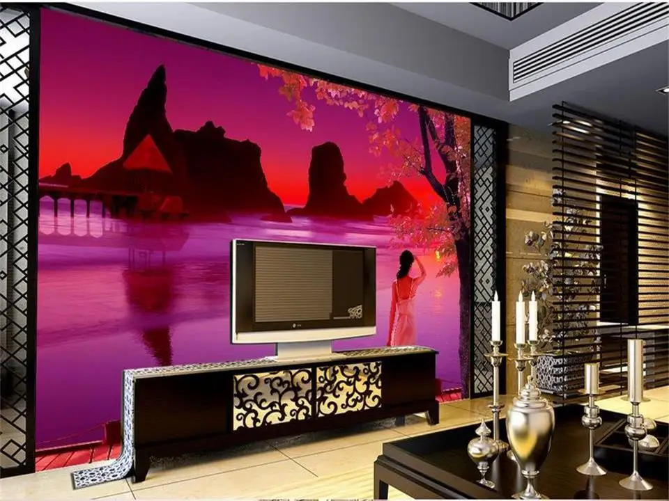 3D настенная бумага на заказ фото настенная бумага пляж Закат пейзаж живопись гостиная диван ТВ фон настенная бумага для стен 3D