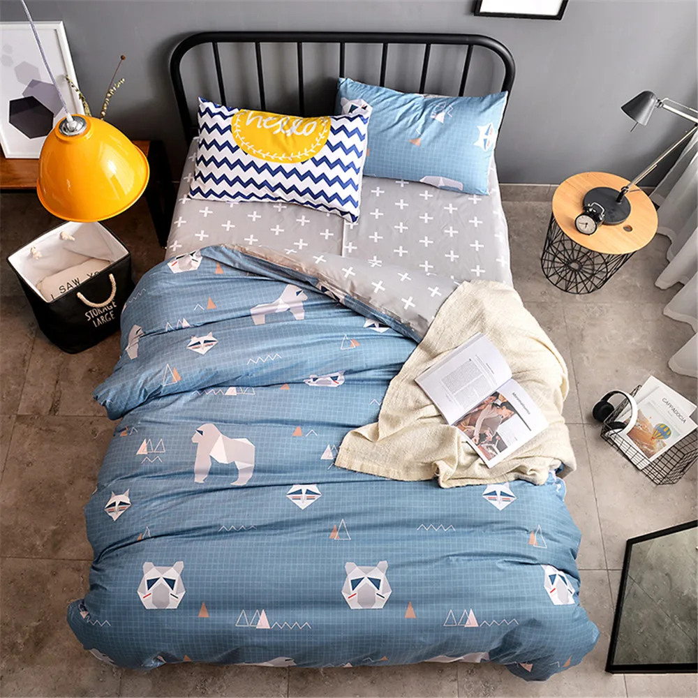

Elegant Cartoon Pattern Bed Linen Pillowcase Comforter Duvet Cover Bed Cover Set King Bed 4pcs Bedclothes Bedding Sets for Kid