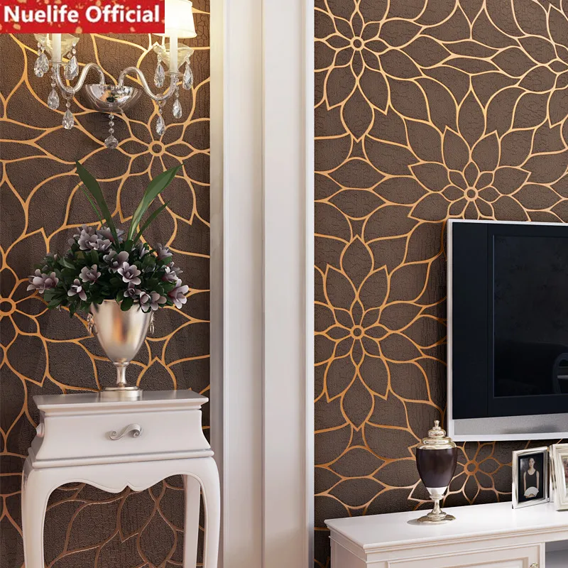 0.53x10m 3D Lotus Pattern Simulation Deer Velvet Wallpaper Bedroom Wedding Room Living Room Restaurant TV Background Wall Paper 0.53x10m 3D Lotus Pattern Simulation Deer Velvet Wallpaper Bedroom Wedding Room Living Room Restaurant TV Background Wall Paper