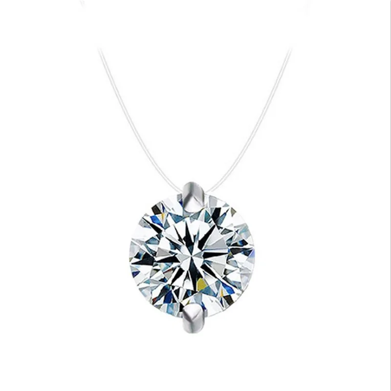 

Collares Choker Moana Invisible Line Chain Necklace Mermaid Tears Single Drill Zircon Clavicle Female Elegant Fashion Pendants