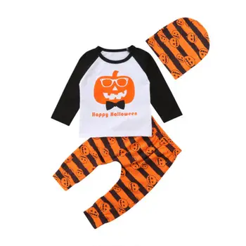 

Infant Newborn Baby Boys Girl Pumpkin Halloween Clothes Costume Toddler Kids Girls T-Shirts Tops Pants Leggings 3Pcs Outfits Set