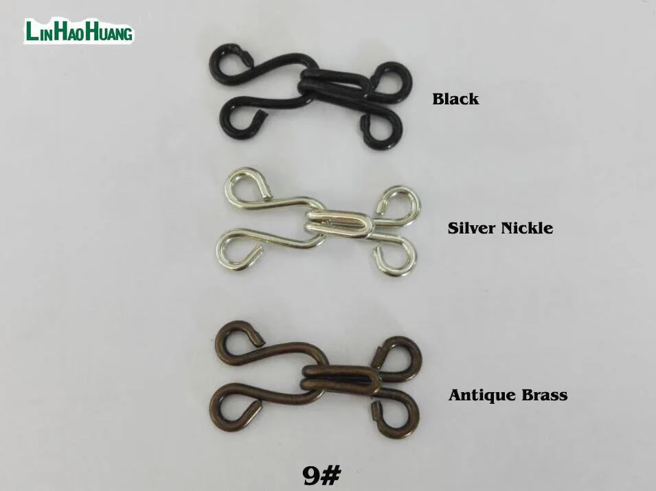 

100pairs/lot 9#, 10# metal brass hooks and eyes pant skirt special big size silver/black/bronze hook eye free shipping
