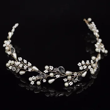 

Pearl Flower Hair Vine Tiara Bride Head Chain Bridal Headbands Hair Ornaments Wedding Hair Accessories Hairband Pearl Headband