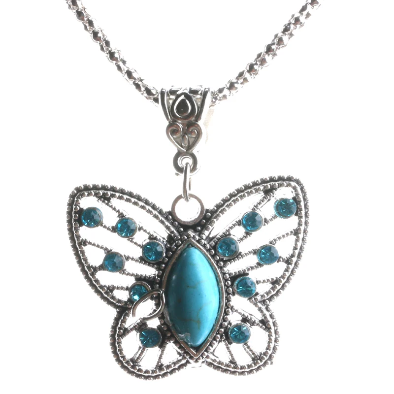 Fashion Butterfly Pendant Necklaces Drop Earrings Vintage Rhinestone Crystal Jewelry For Women Wedding Jewelry Sets Shellhard
