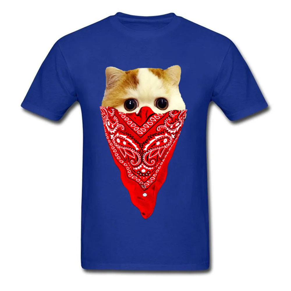 Cutest Gangster Cat Slim Fit Printed On T-Shirt Round Neck Cotton Fabric Short Sleeve Tops T Shirt for Men T Shirts Summer Fall Cutest Gangster Cat blue
