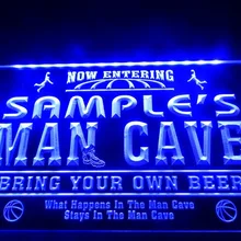 DZ033-для персонализированного названия человек пещера Баскетбол бар светодиодный неоновый свет знак