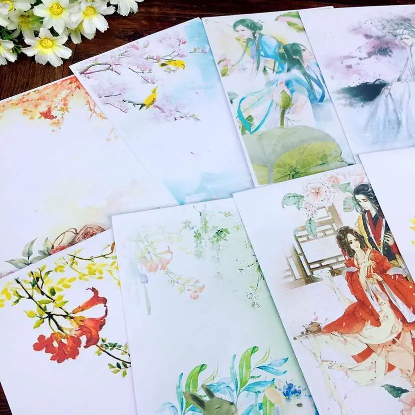 50pcs/lot old cartoon image small fresh and beautiful retro postcard decorated with miniature 17.5*12cm gift envelopes 22colour 1pack 17 12cm kraft blank dried flowers birthday card for christmas wedding invitation card greeting cards with sunflower rose