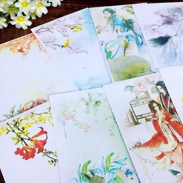 $14.14 50pcs/lot old cartoon image small fresh and beautiful retro postcard decorated with miniature 17.5*12cm gift envelopes 22colour