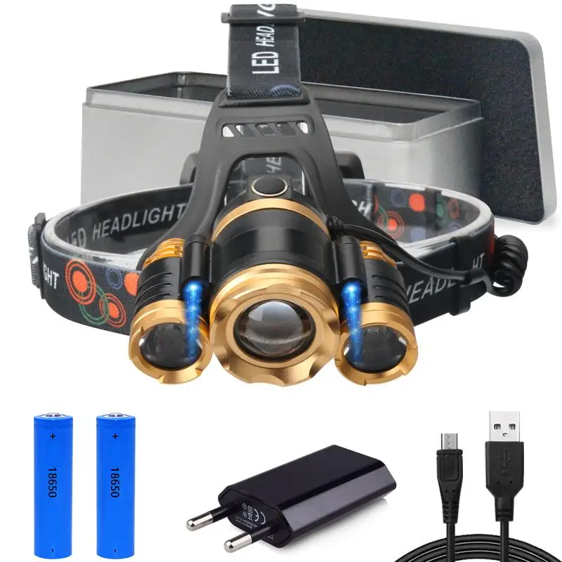 

3 xml T6 IR Sensor led headlamp Rechargeable Induction usb head lamp 18650 hunting spotlight head flashlight torch headlight