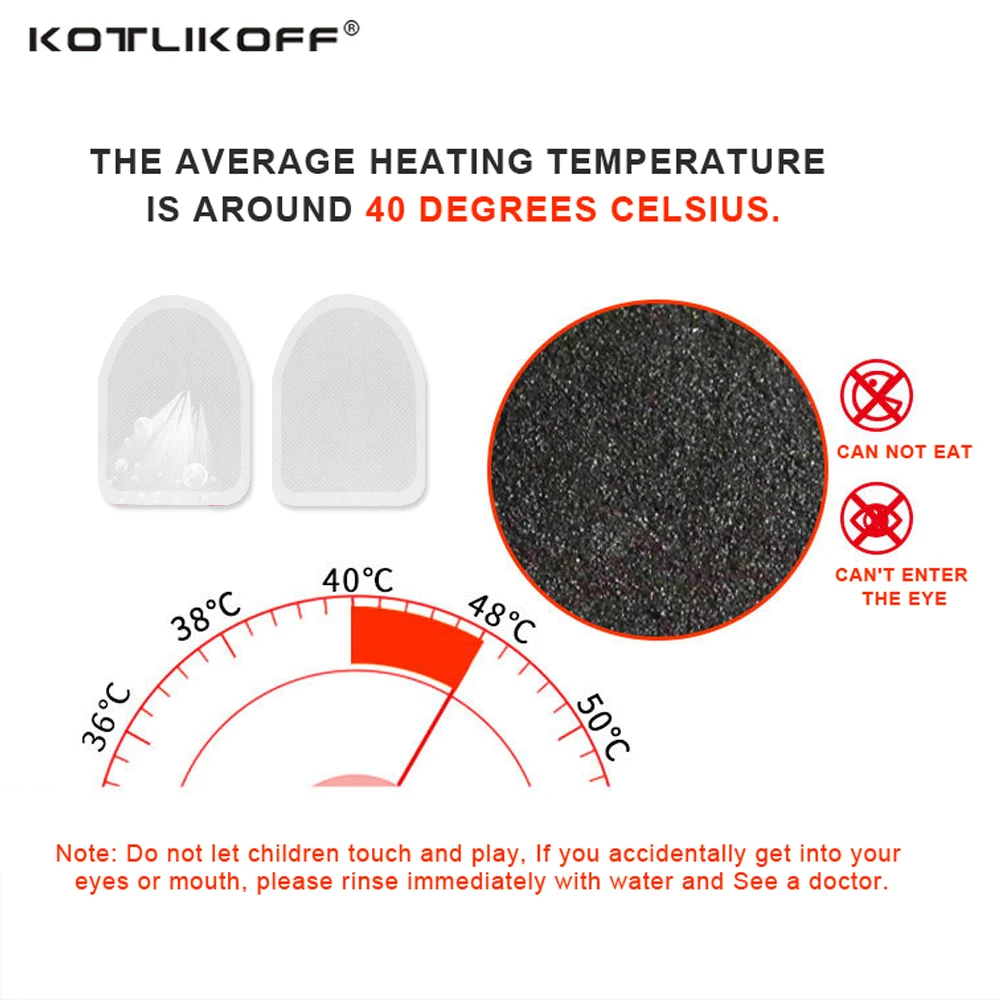 KOTLIKOFF одноразовые автоматически Зимние Стельки С Подогревом для ног для женщин и мужчин, теплые стельки для обуви с подогревом около 48 градусов