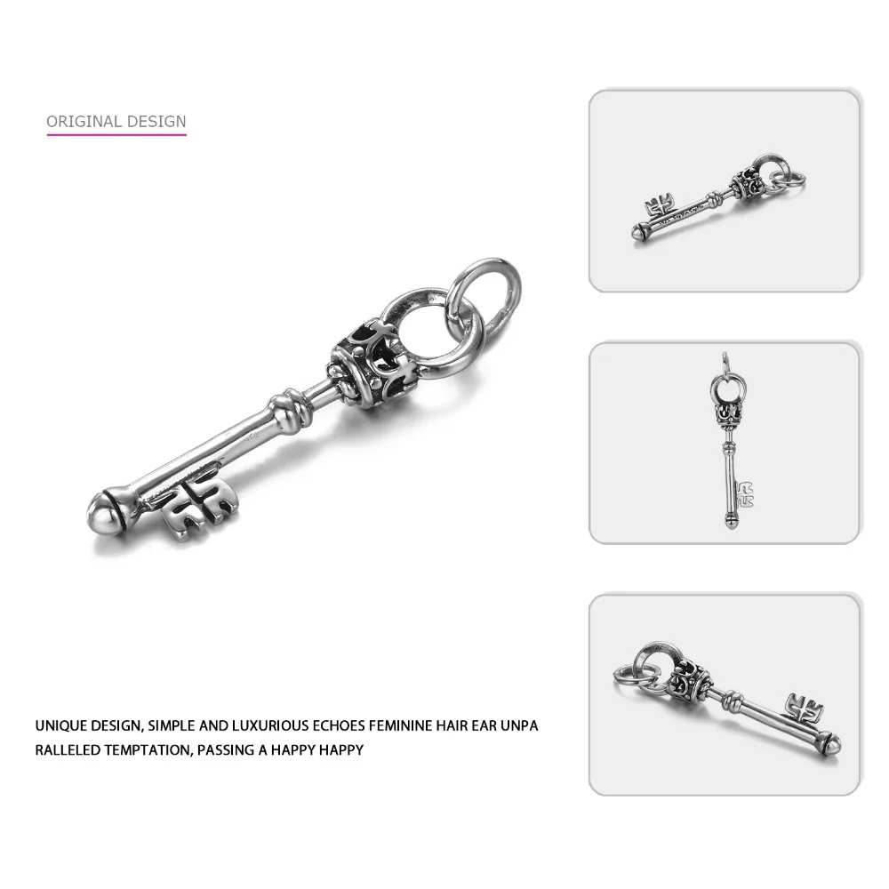 e-Manco 925 Sterling Silver Key Pendant Necklace Wholesale Romantic Crown Pendant New Arrival Best Gifts