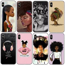Афро Девушки Тонкий Мягкий Силиконовый ТПУ чехол для телефона iPhone 11Pro Max XS MAX XR 7 6Plus X 10 8Plus черные женские художественные чехлы